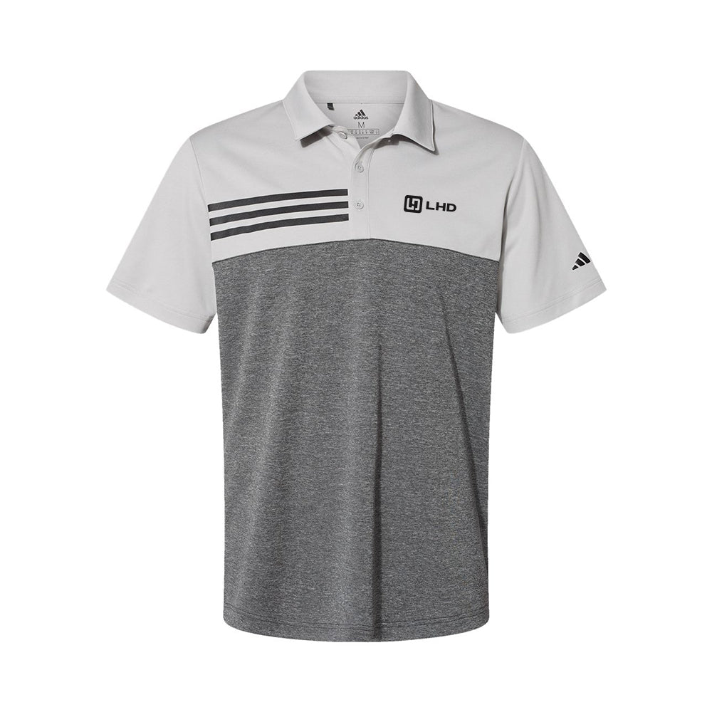 Adidas Heathered Colorblocked 3-Stripes Polo